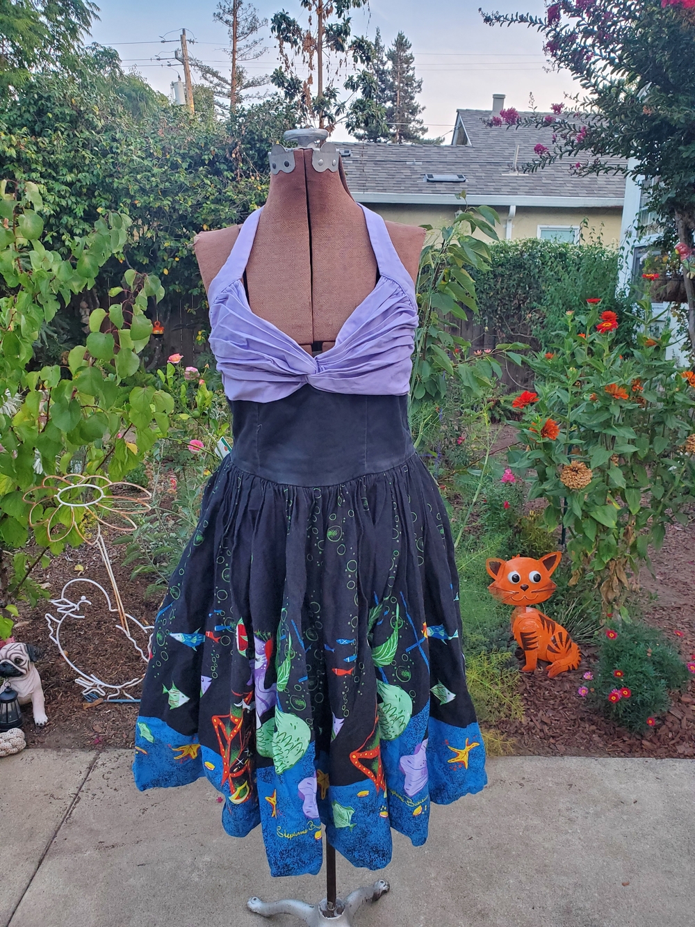 Pinup Couture Mini Dress Cotton Black & Purple XL